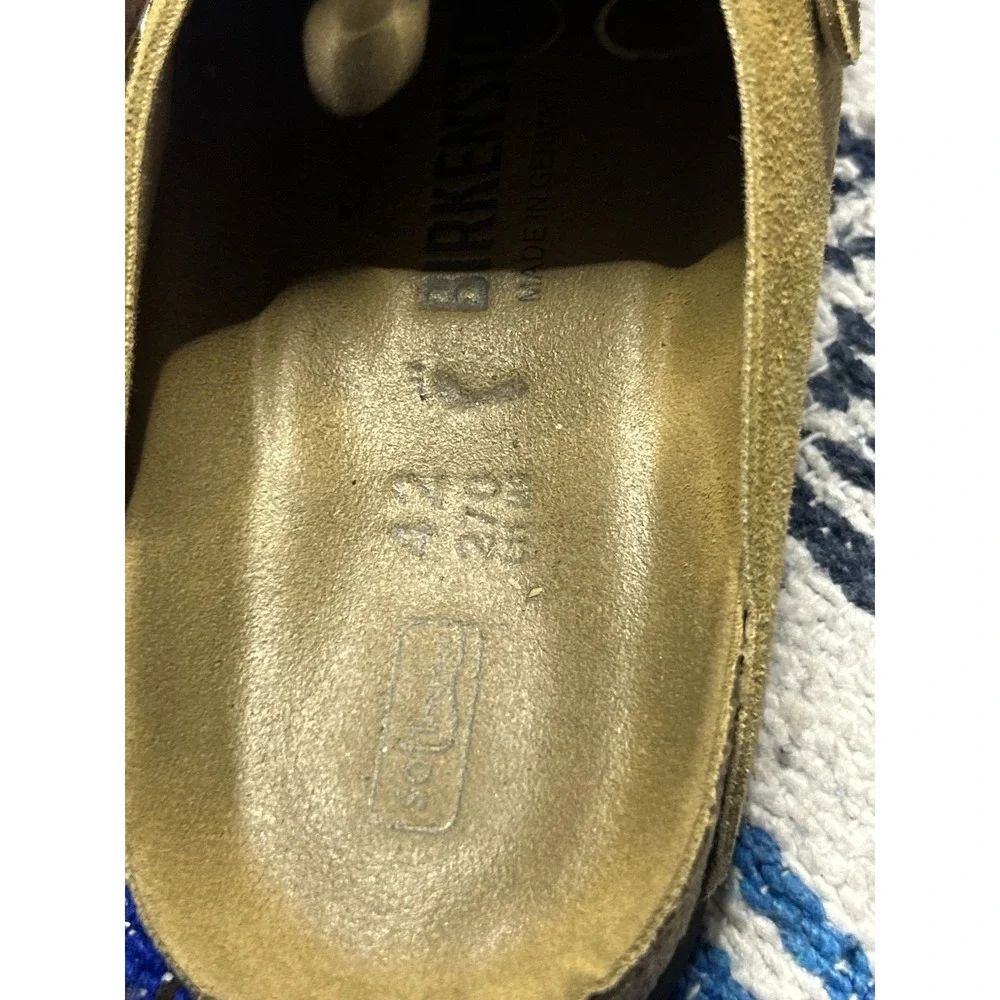 Birkenstock Boston Taupe Mens 9 9.5 Suede Leather Clogs EU 42 Made Germany